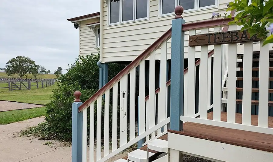 Traditional wood deck railings